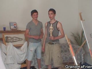 Two guys Teen Share Old prime Woman, HD adult clip 85